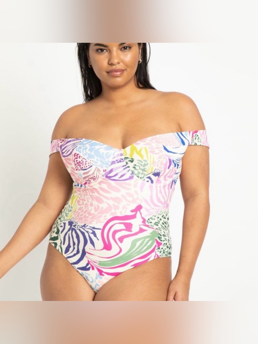 Eloquii Under the Sea Mixes Animal Print One Piece Swimsuit